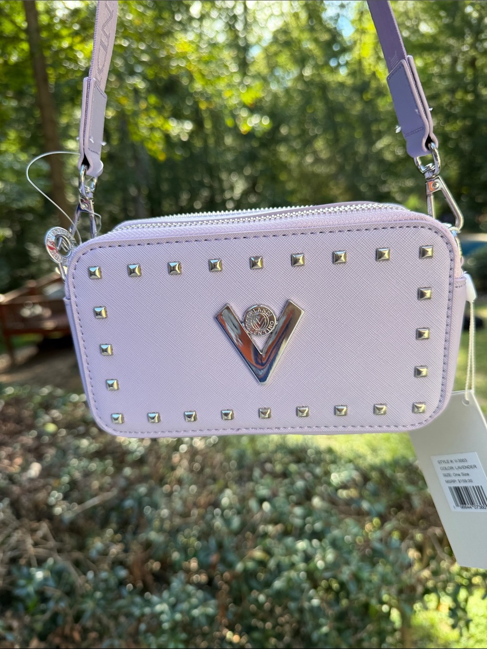 Valentino Orlandi Lavender Crossbody Bag with Stud Accents - Picture 10 of 16